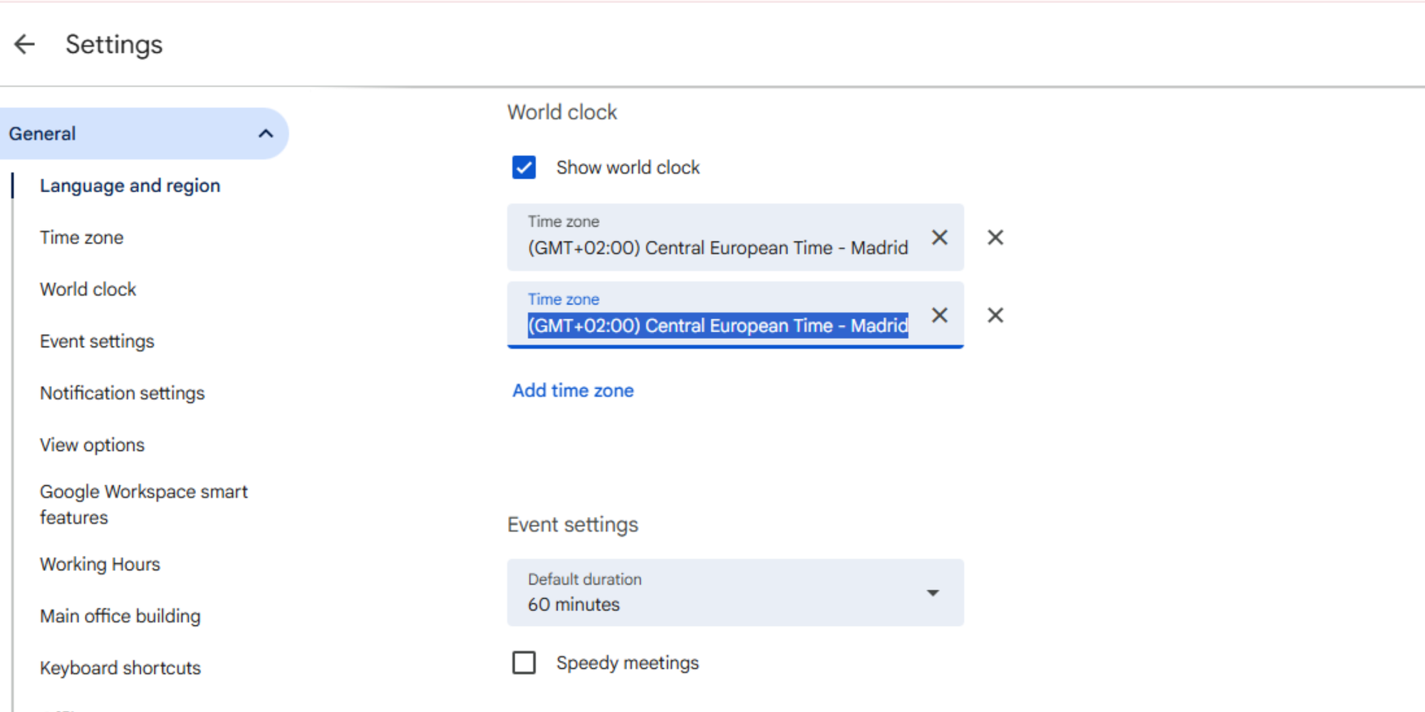 Set up world clock on Google Calendar to personalize your calendar